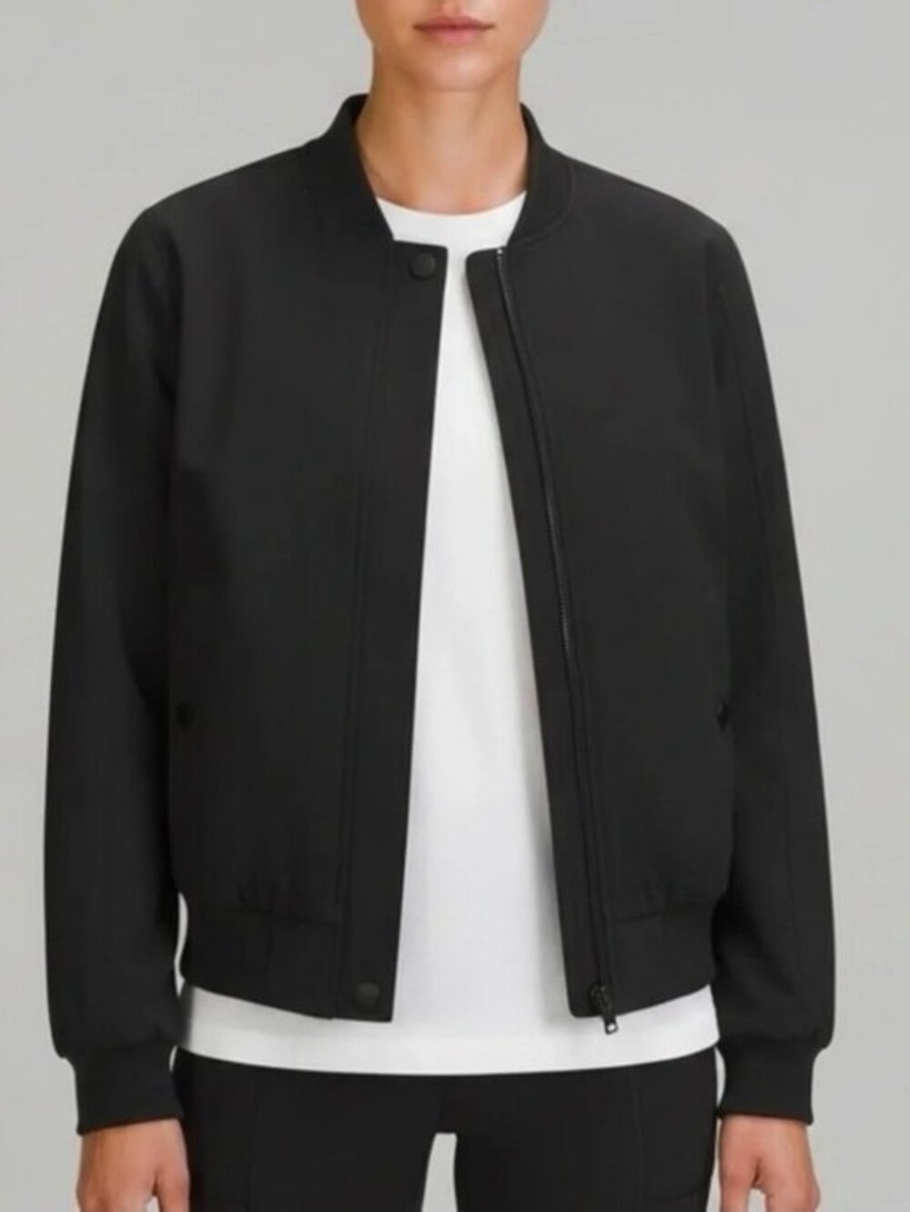 ATHLETA Endless Bomber Jacket Black Womens Sz Large NWT NEW $139